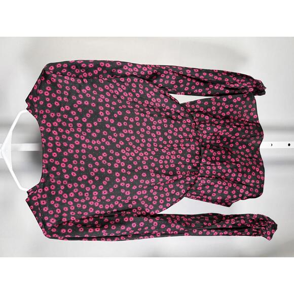 The Kooples Daisy Dots Silk Blouse Size 0 (US XS) Black Pink NWT - Picture 5 of 9